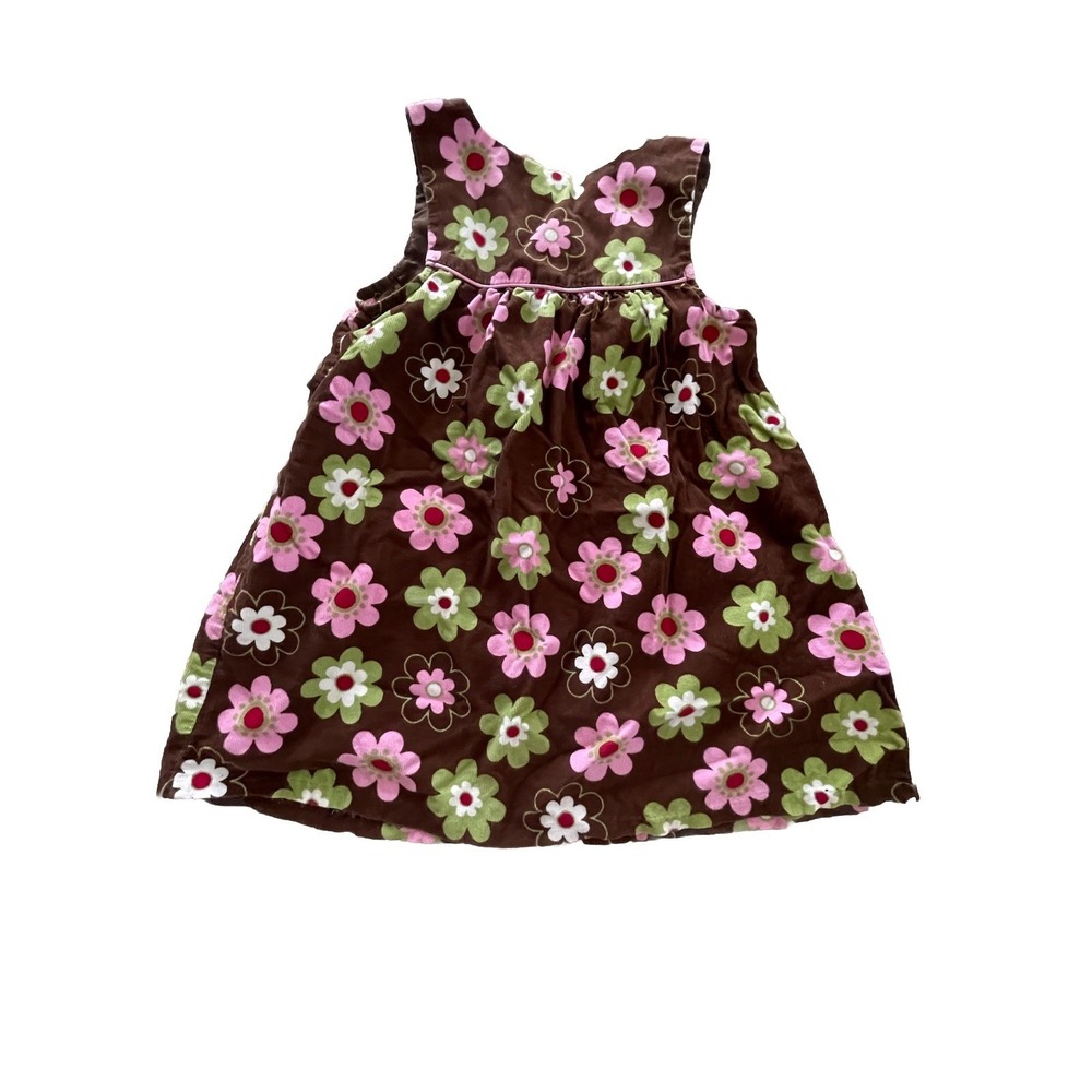 Bonnie Jean Toddler Brown Floral Y2k One Piece Corduroy Jumper Size 4T Vintage - Picture 5 of 5